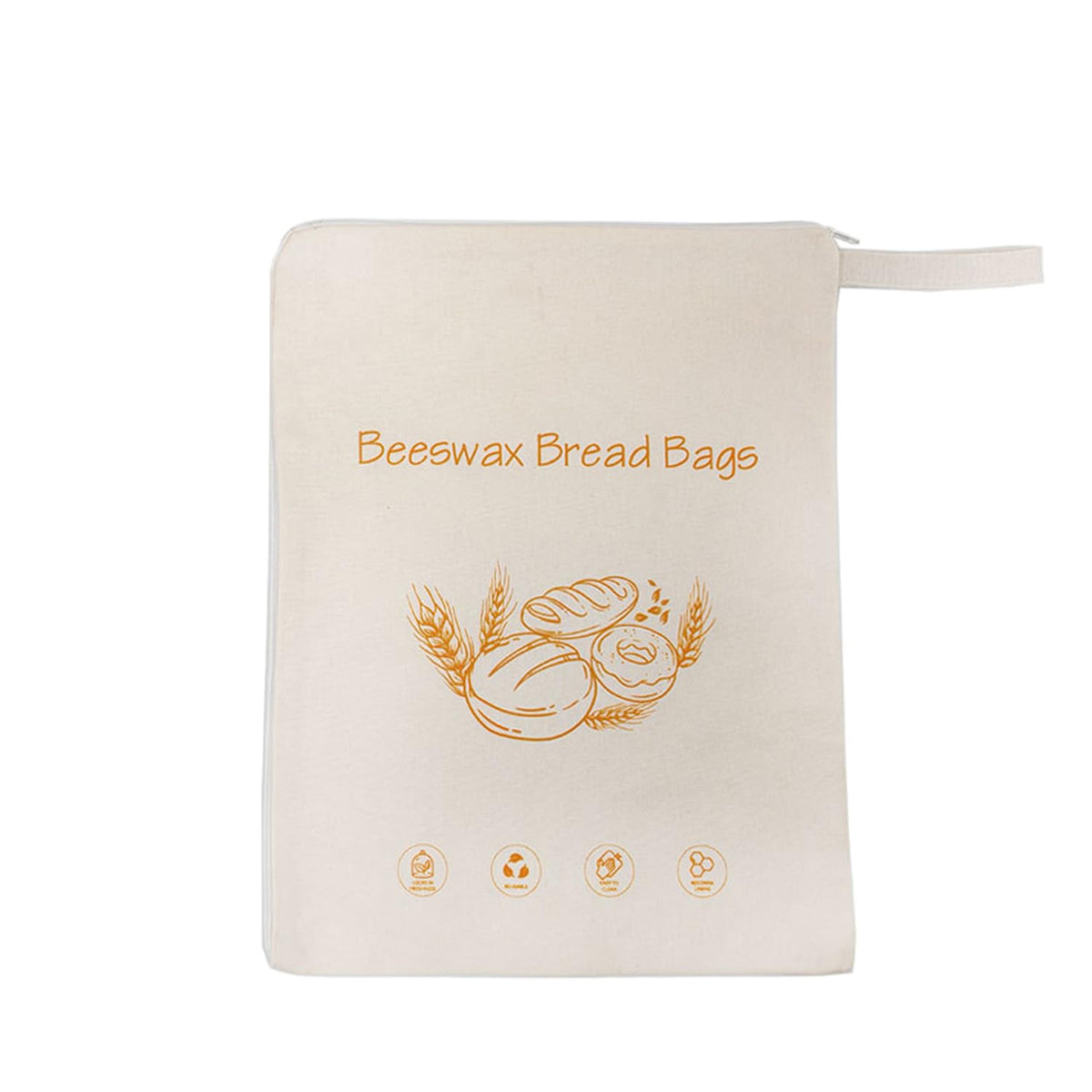 Lorine beeswax-lined bread bag with zipper preserves loaves naturally.