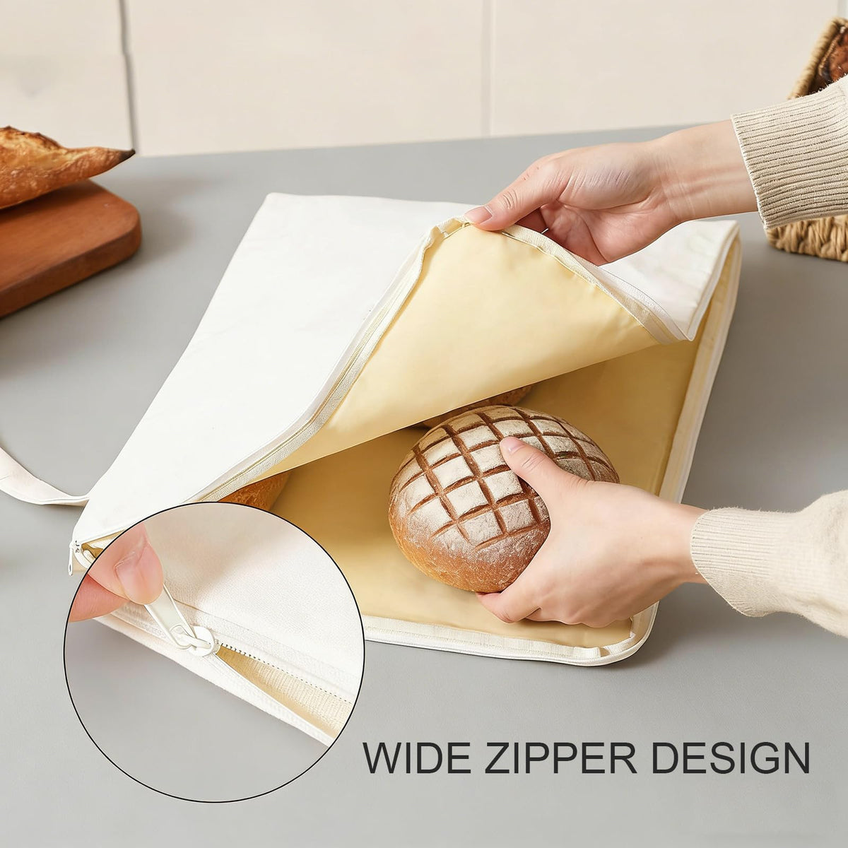 Lorine moisture-lock beeswax bag preserves crust and interior texture