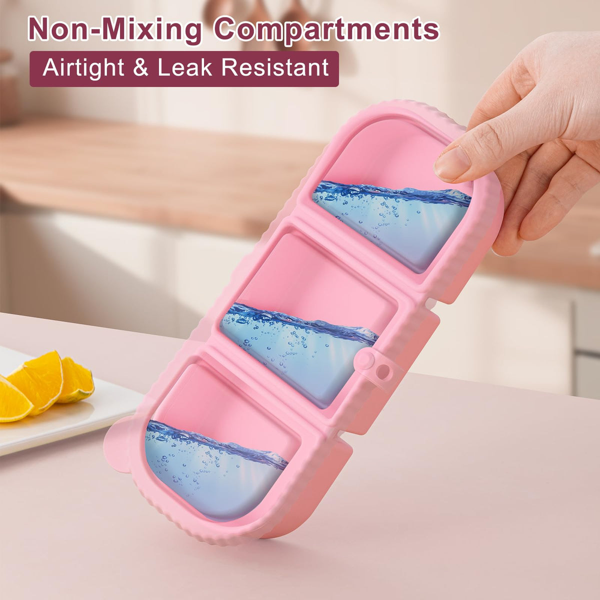 LOROTOCO 3-compartment design enables portion control during lunch.