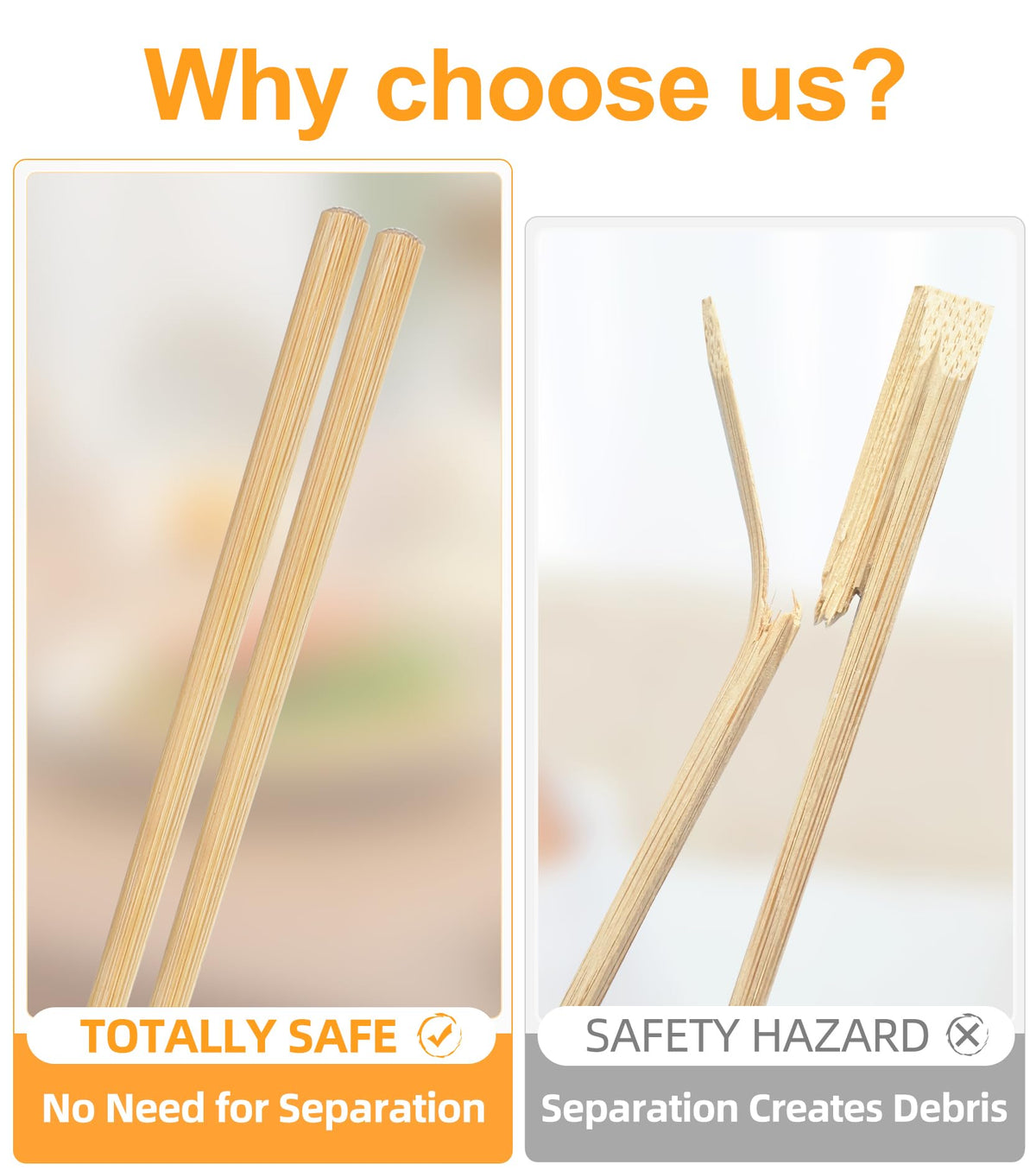 LOROTOCO 9.45-inch bamboo chopsticks, beginner-friendly and easy to handle.