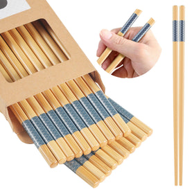 LOROTOCO bamboo chopsticks, 10 pairs in a box, reusable for daily meals.