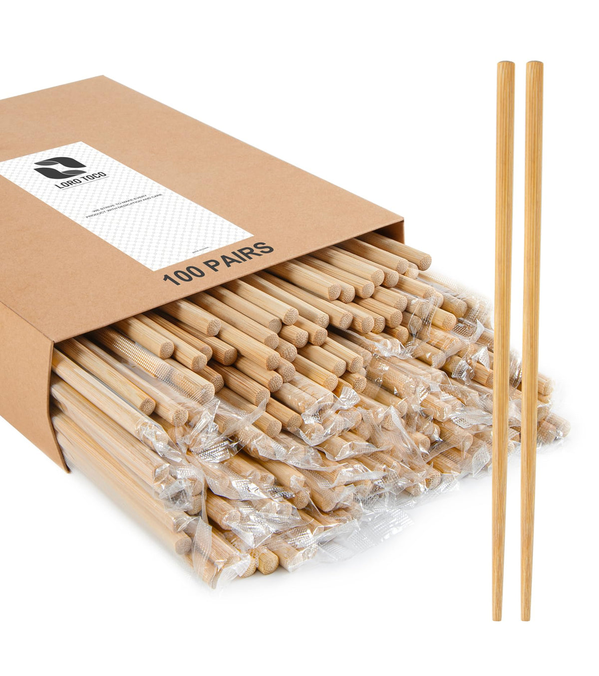LOROTOCO bamboo chopsticks, individually packed for clean, portable use.
