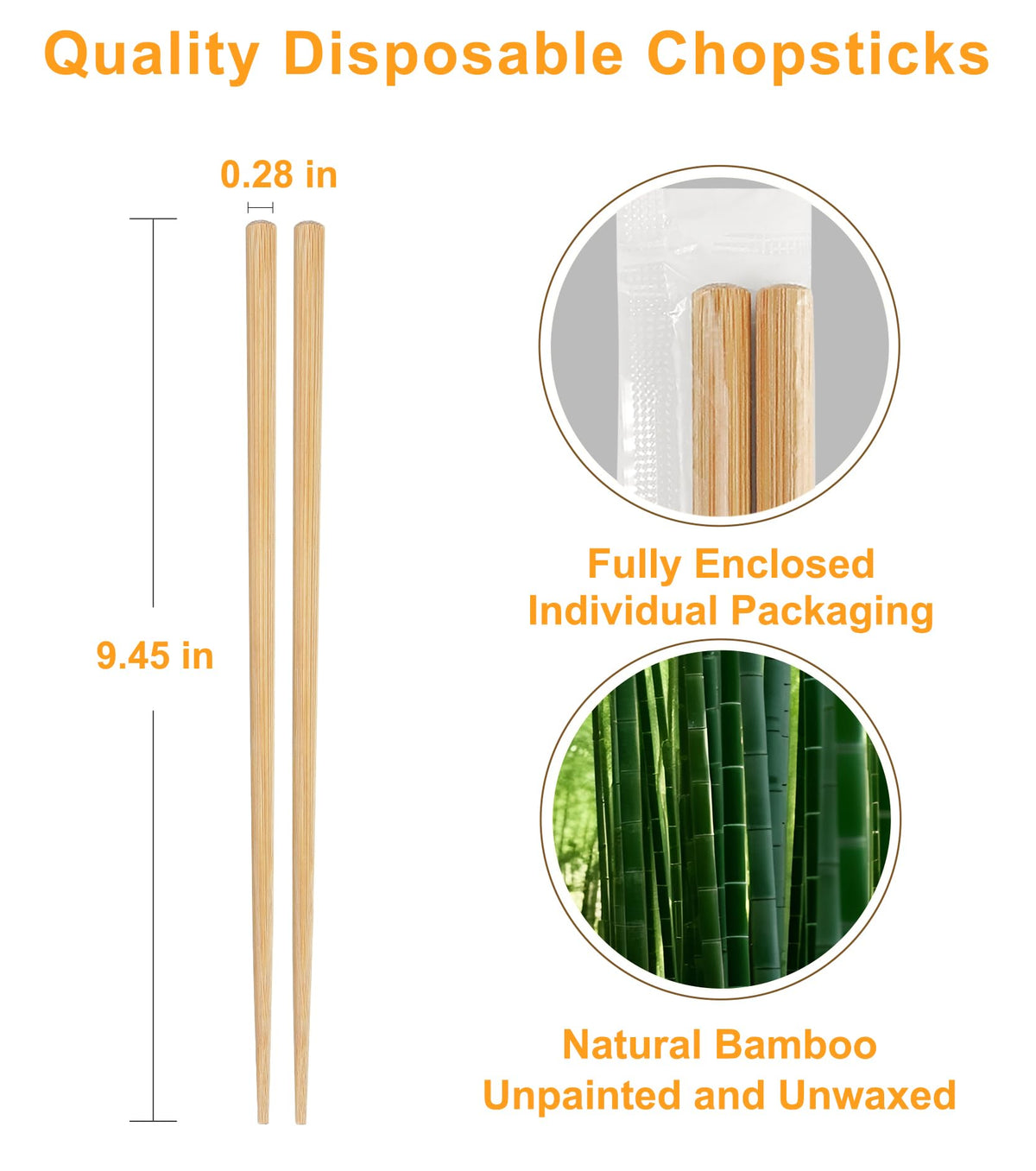 LOROTOCO bamboo chopsticks with round heads, designed for safe, no-fragment use.