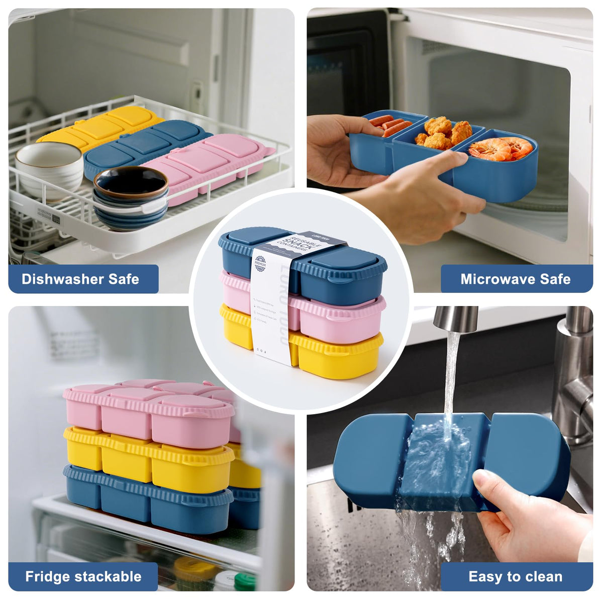 LOROTOCO colorful set in blue yellow pink brightens kid lunches