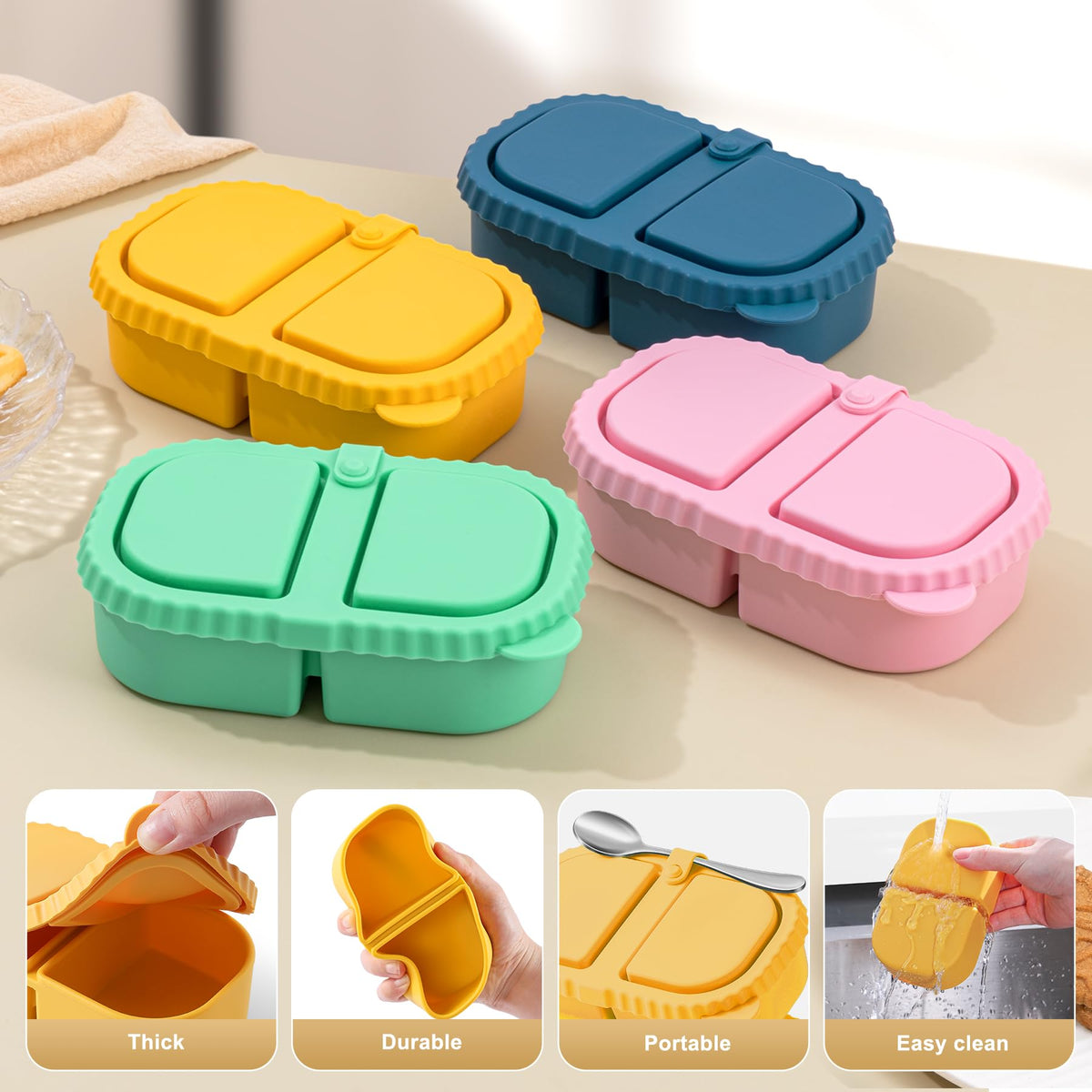 LOROTOCO double-compartment design keeps flavors separate and portions controlled.