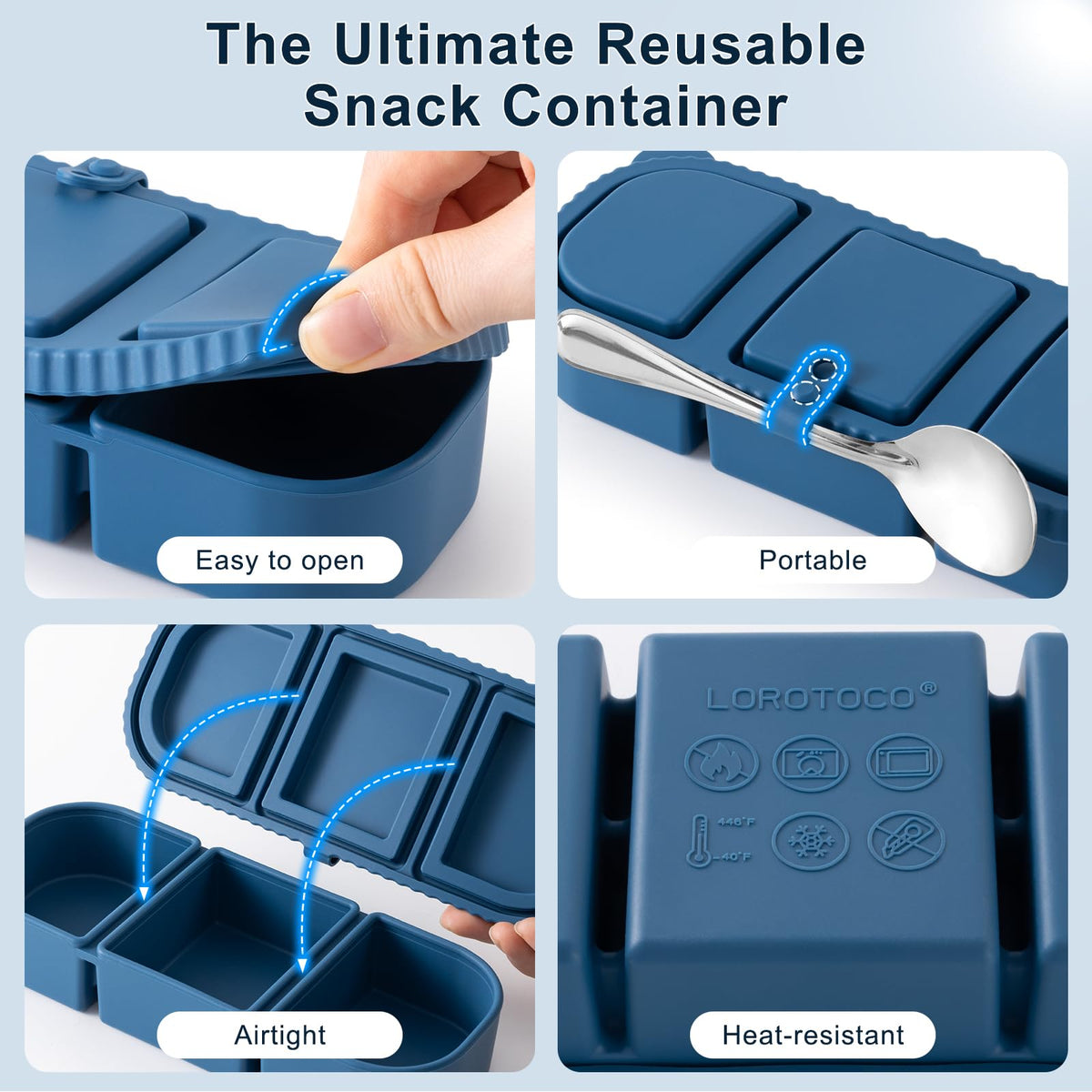 LOROTOCO easy clean design with detachable lids simplifies washing after meals
