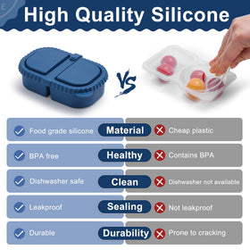 Portable, stackable snack containers suitable for school, work, and travel.