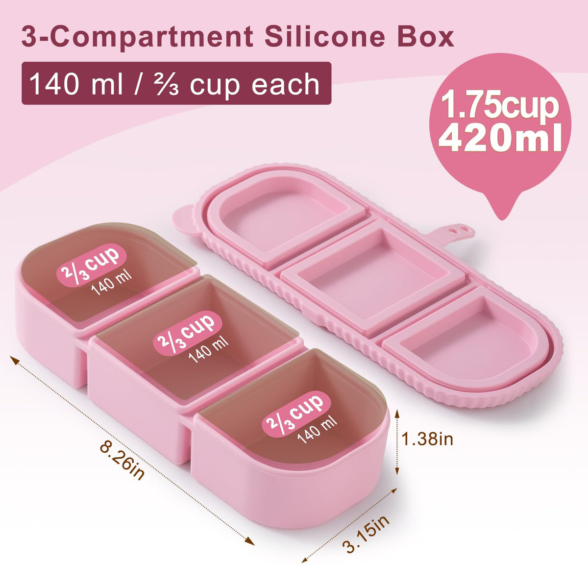 LOROTOCO silicone snack box with lid keeps snacks fresh and spill-free.