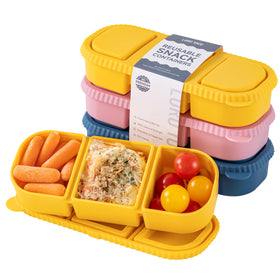 LOROTOCO three pack silicone snack containers with lids for organized lunch prep