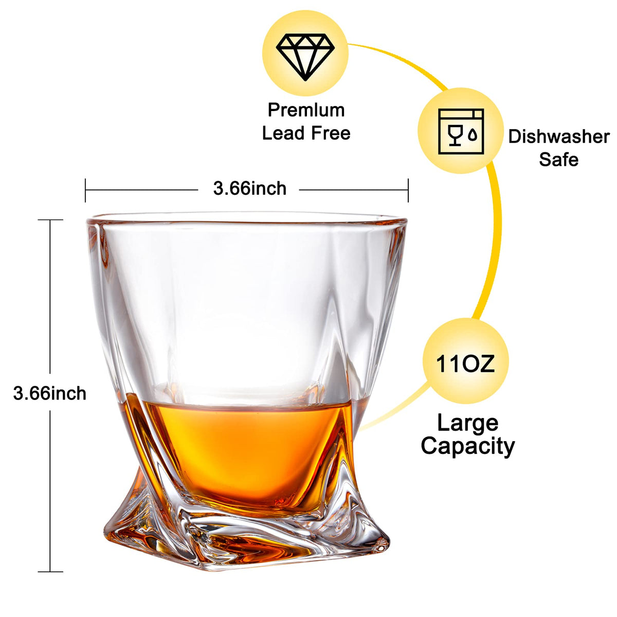 LORSIA two crystal bourbon glasses provide a premium whisky-tasting experience.