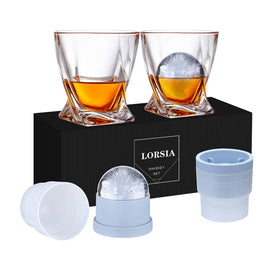 LORSIA whiskey rocks glass set in crystal with refined design for bourbon tasting.