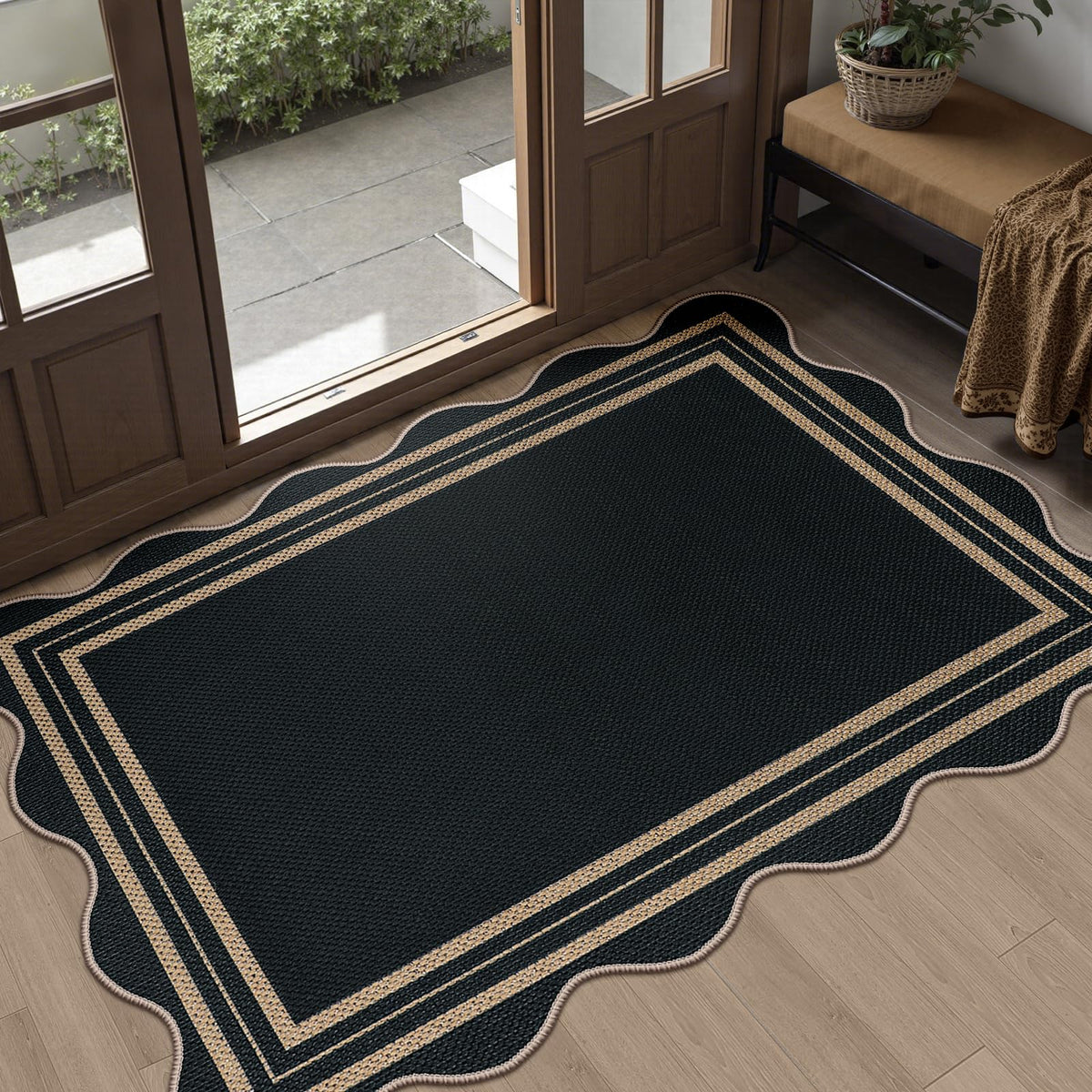 LORWER Easy Jute Front Door Mat with non-slip backing for busy entryways.