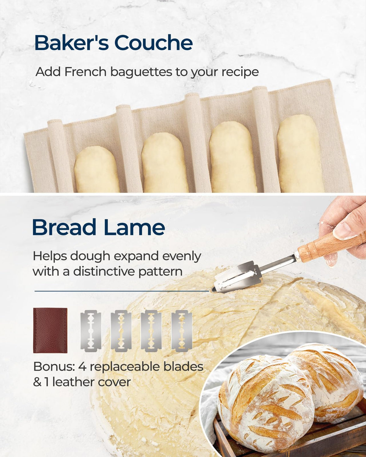 Lorzon bread lame for precise scoring to guide expansion