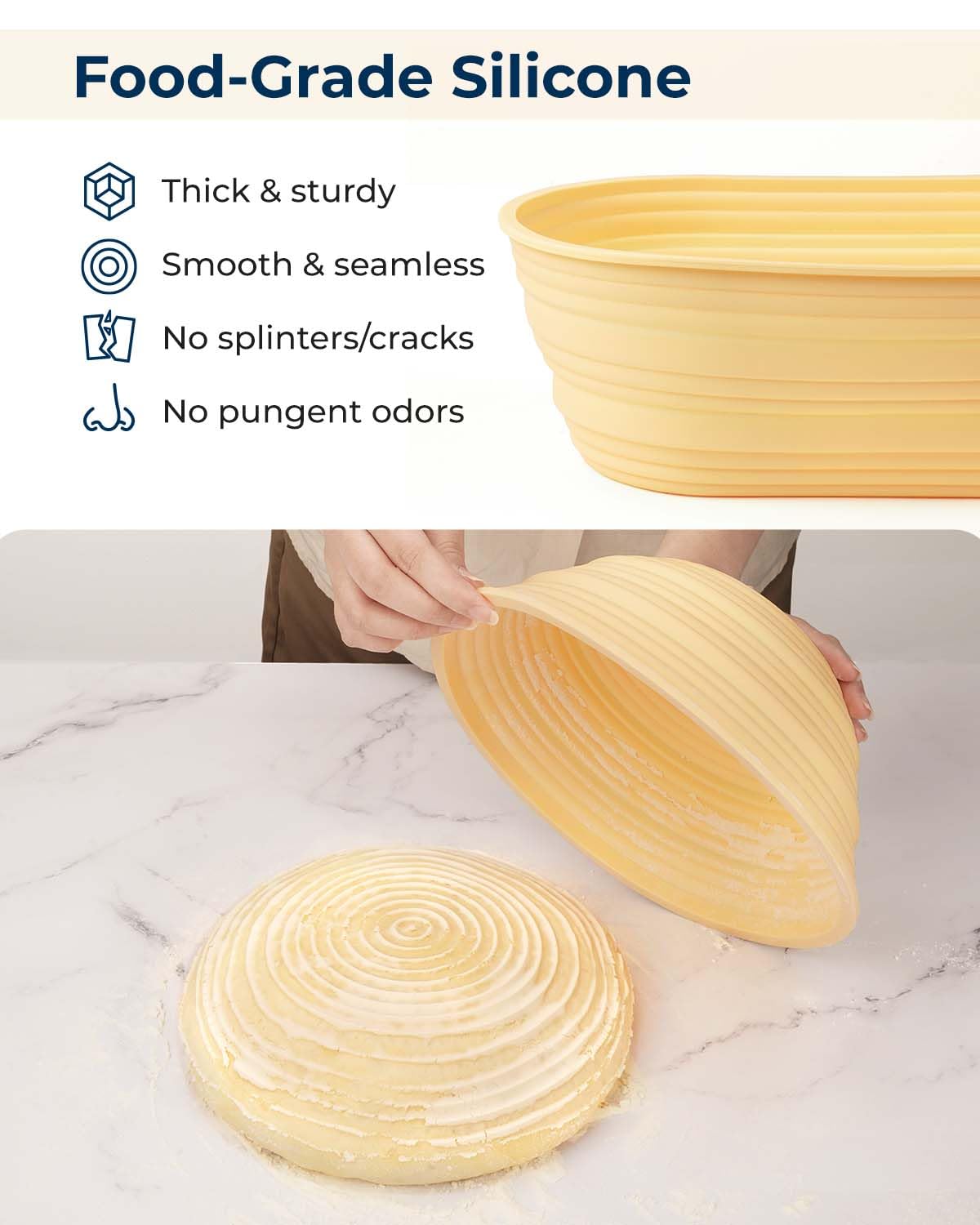 Lorzon silicone banneton oval 10-inch proofing shape for sourdough.