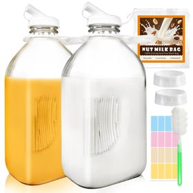 LOSANJI 64oz glass milk bottle with pour spout for easy serving