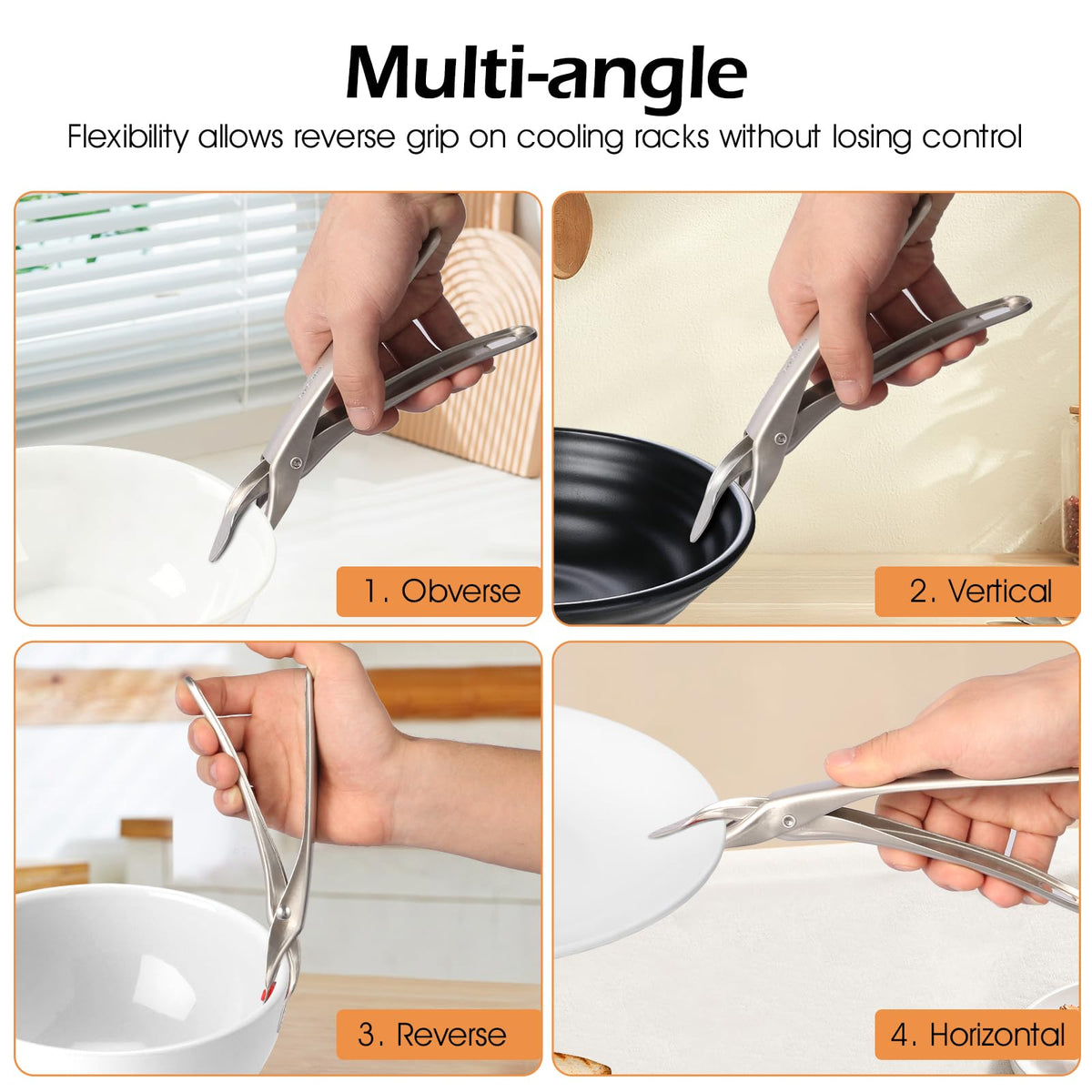 Losaria 360-degree adjustable gripper enables smooth handling of awkward cookware.