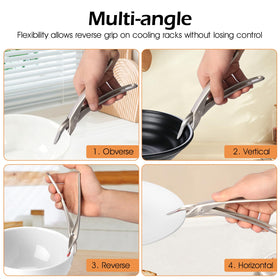 Losaria 360-degree adjustable gripper enables smooth handling of awkward cookware.