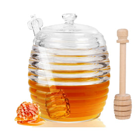 Loscarol honey jar with dipper and lid for mess-free serving