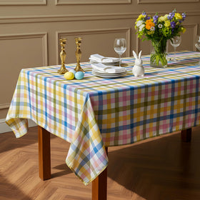 LOSIVISHE Easter tablecloth in pastel gingham for bright spring dining