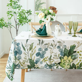 LOSIVISHE Summer Spring Tablecloth with waterproof eucalyptus design for easy outdoor dining cleanup
