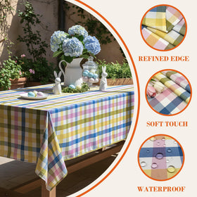 LOSIVISHE tablecloth featuring waterproof coating to protect surfaces during meals.