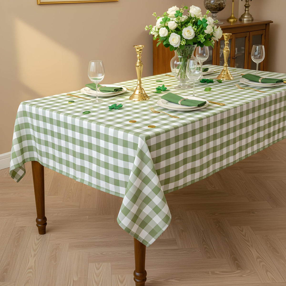 LOSIVISHE waterproof rectangle tablecloth for quick spill cleanup.
