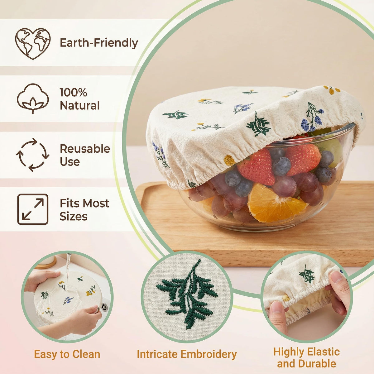 Lospara xl large salad bowls cover protects leftovers and prevents spills.