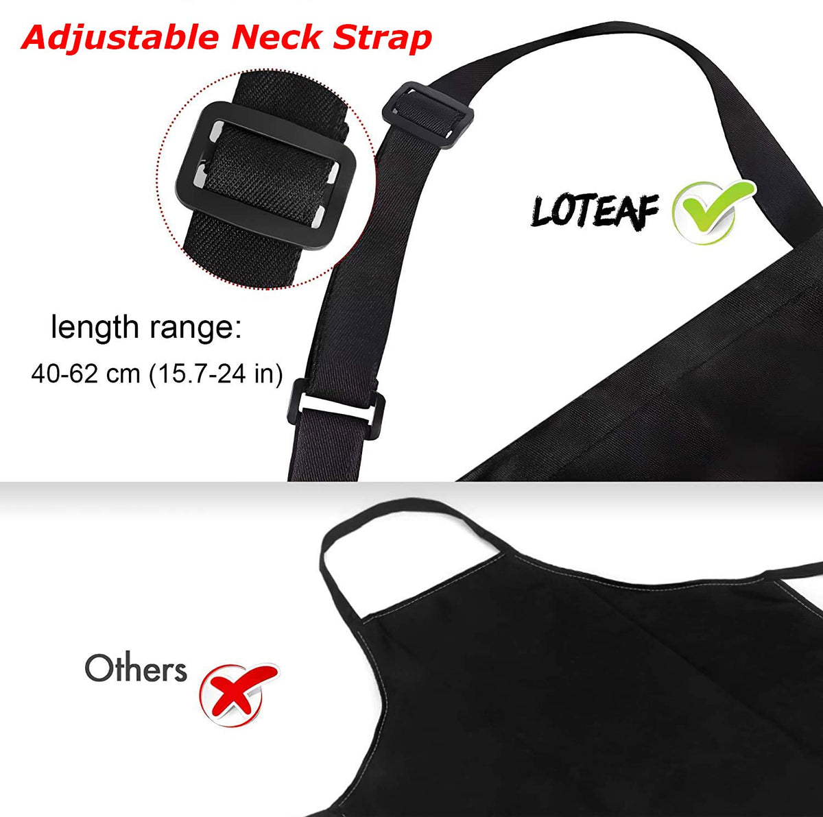 loteaf chef apron adjustable neck and back strap for comfortable fit