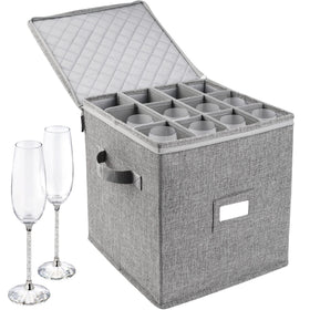 LotFancy champagne flute storage case exterior view shows protective shell for moving.