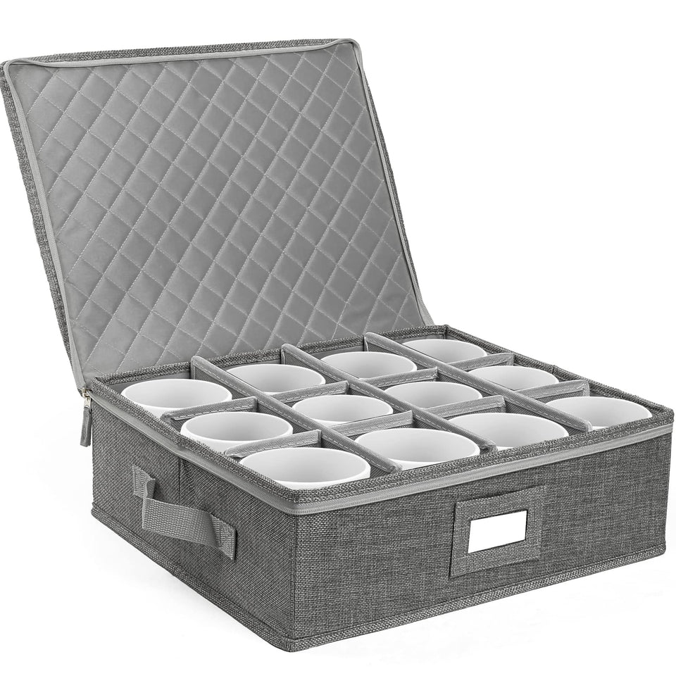 LotFancy cup mug storage box hard shell exterior protects mugs during moves