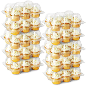 LotFancy cupcake containers 6-count set keeps cupcakes secure during transport.