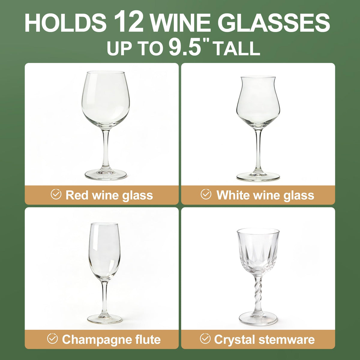 LotFancy fitted dividers prevent glasses from touching and clinking.