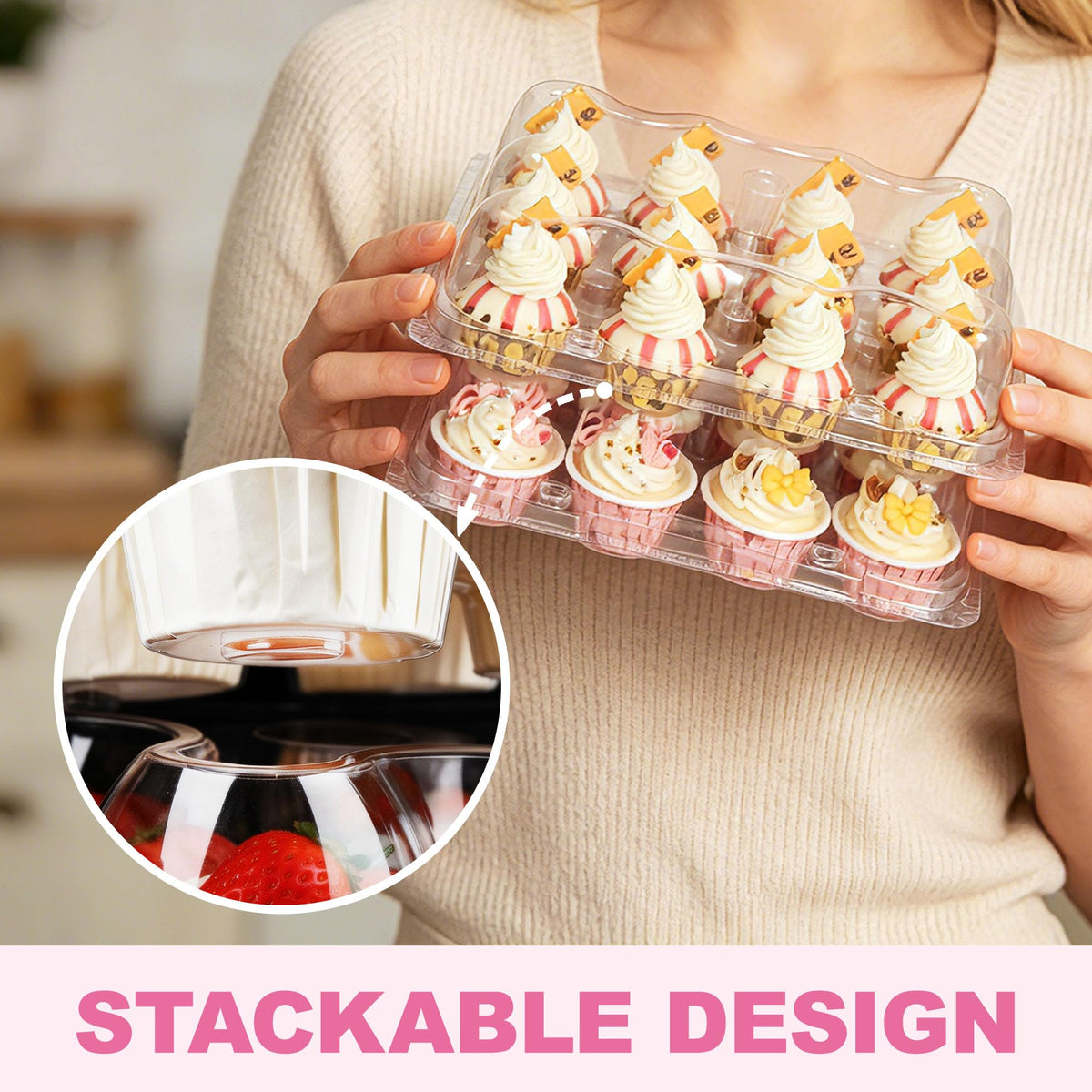 LotFancy interlocking lids and bottoms for stable stacking