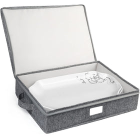 LotFancy platter storage case with hard shell exterior protecting serving ware during transport.