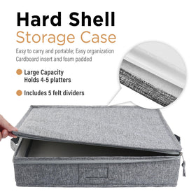 LotFancy platter storage case open with lid showing spacious interior for easy packing.