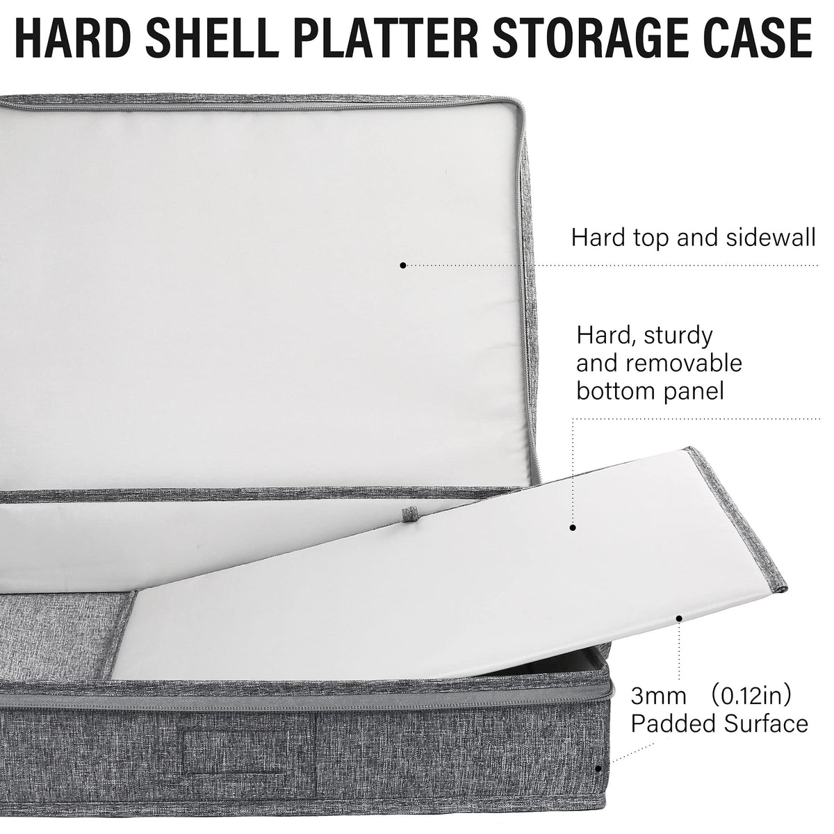 LotFancy platter storage case size 17x13 inches fits most large platters.