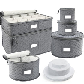 LotFancy quilted 6-piece storage set folded flat for space-saving organization