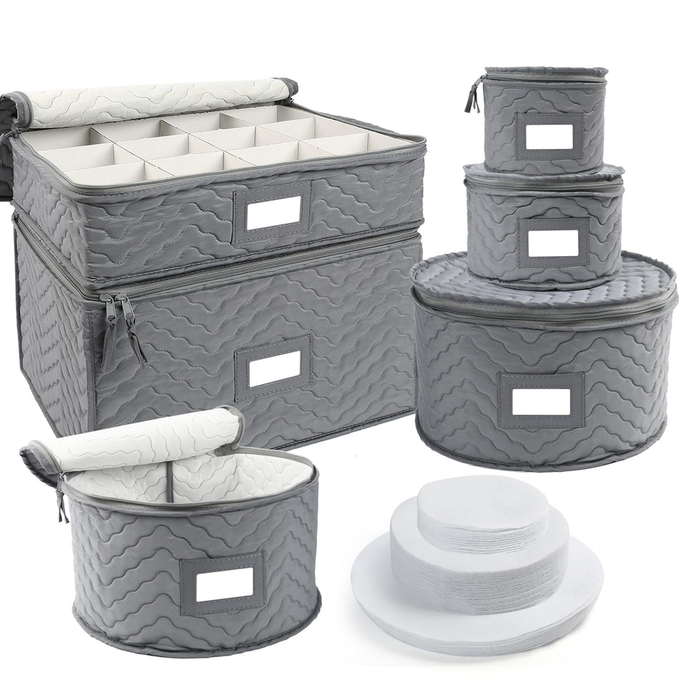 LotFancy quilted 6-piece storage set folded flat for space-saving organization