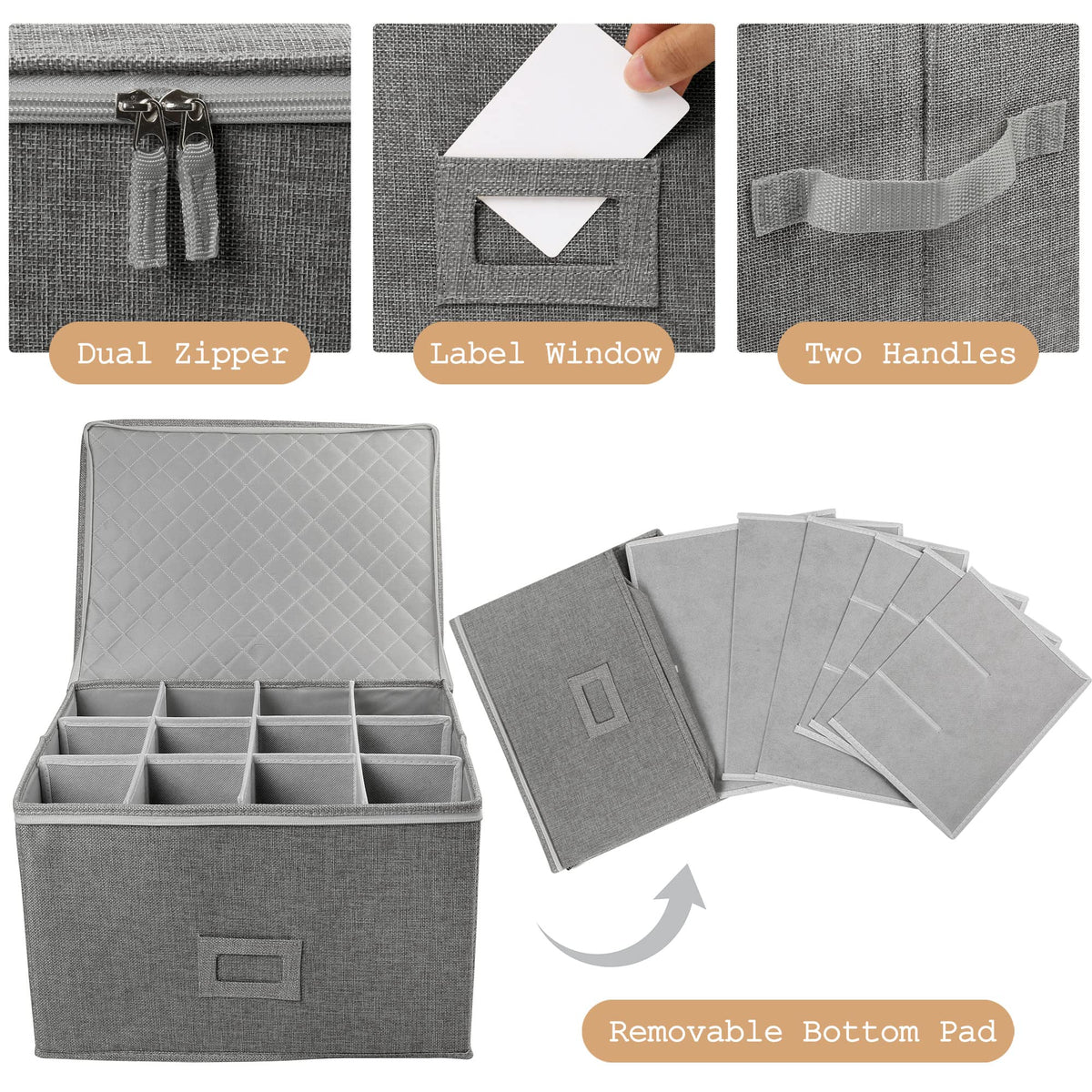LotFancy quilted linen protection guards glassware from dust and moisture