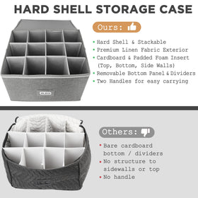 LotFancy stemware storage box bottom panel demonstrates compact storage when not in use