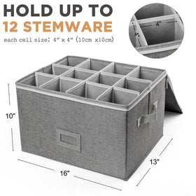 LotFancy stemware storage box handles highlight easy carrying