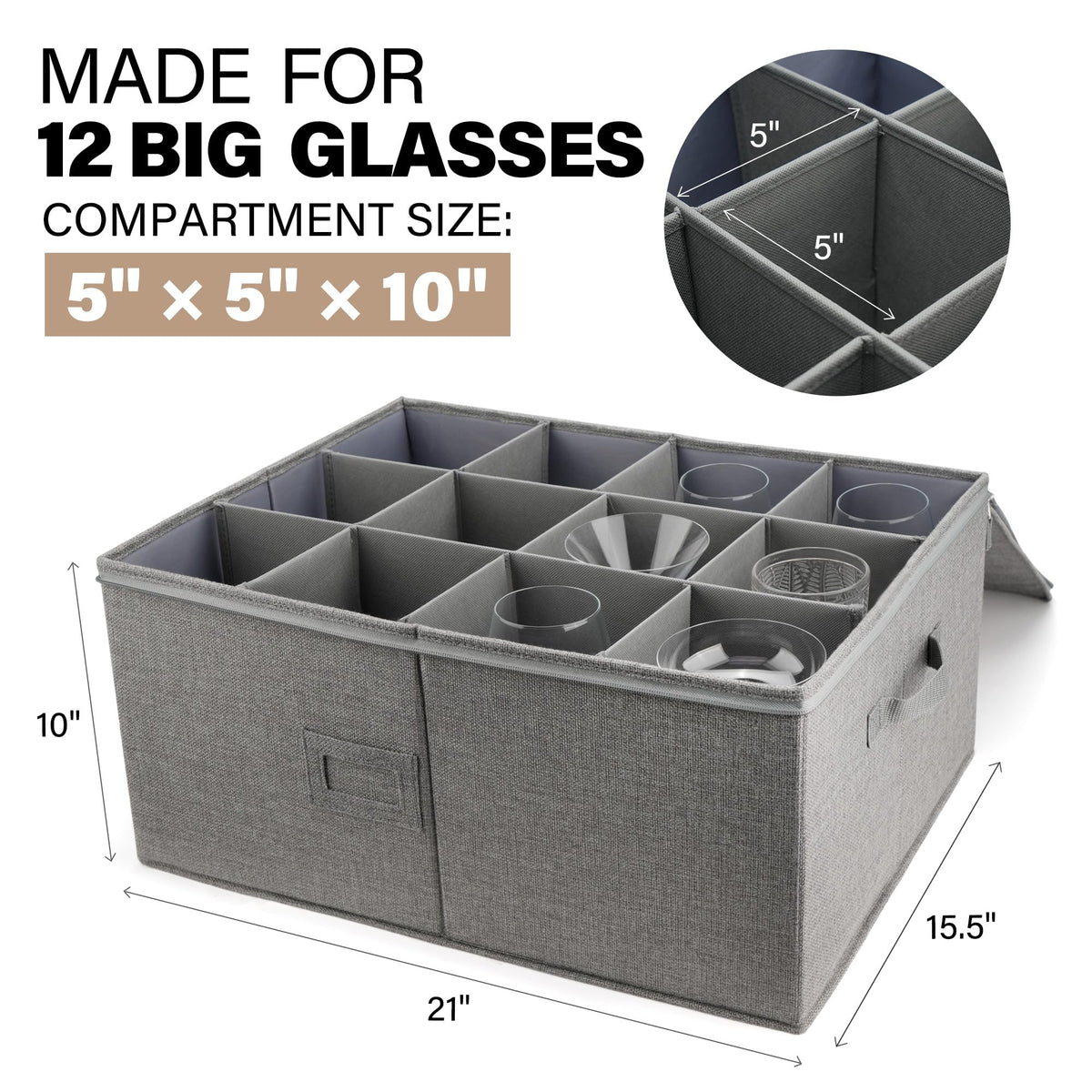 LotFancy stemware storage container dividers keep glasses organized and safe