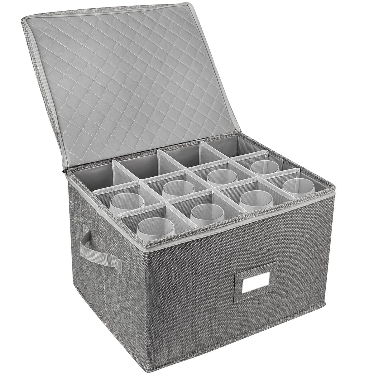 LotFancy stemware storage container with hard shell protects crystal glasses during moves