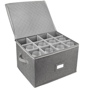 LotFancy stemware storage container with hard shell protects crystal glasses during moves