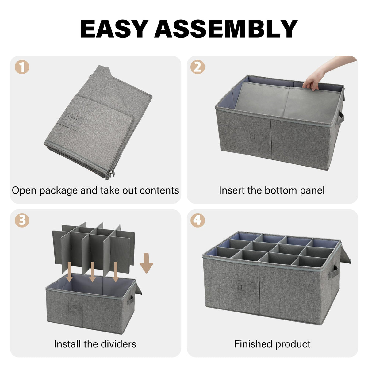 LotFancy stemware storage container metal zipper provides secure closure