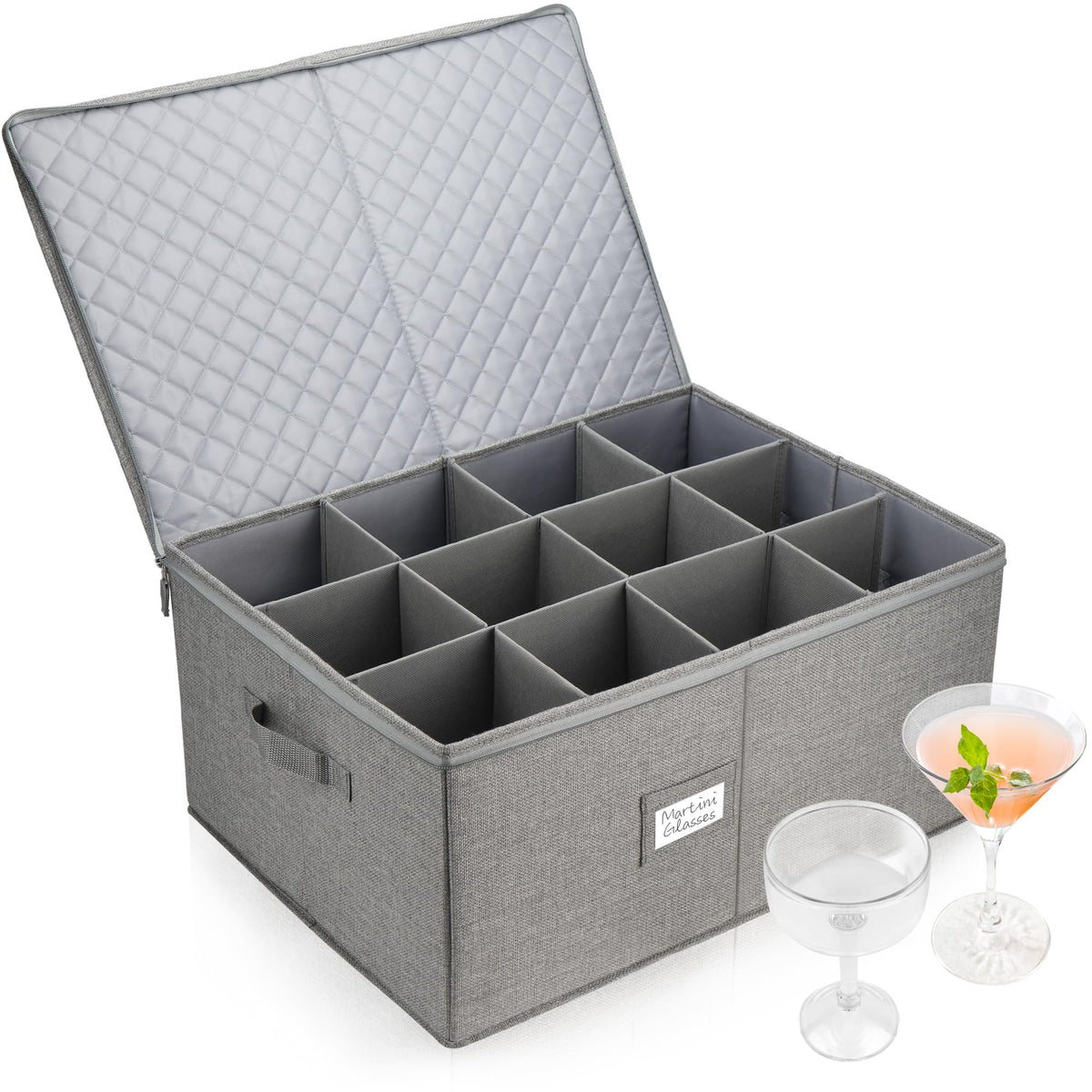 LotFancy stemware storage container outer shell protects glassware during moves