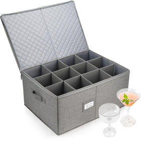 LotFancy stemware storage container outer shell protects glassware during moves