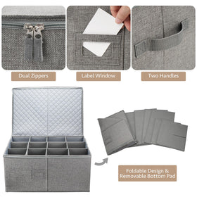 LotFancy stemware storage container stackable setup maximizes storage in a crowded closet