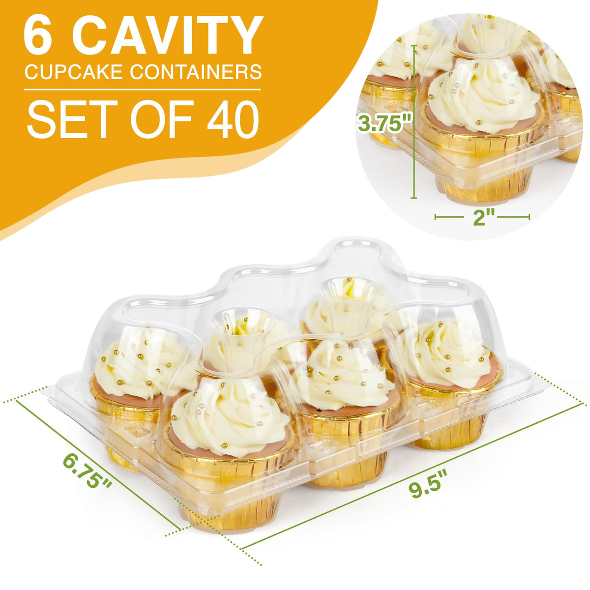 LotFancy tall-dome lid showcases tall frosting and toppings.