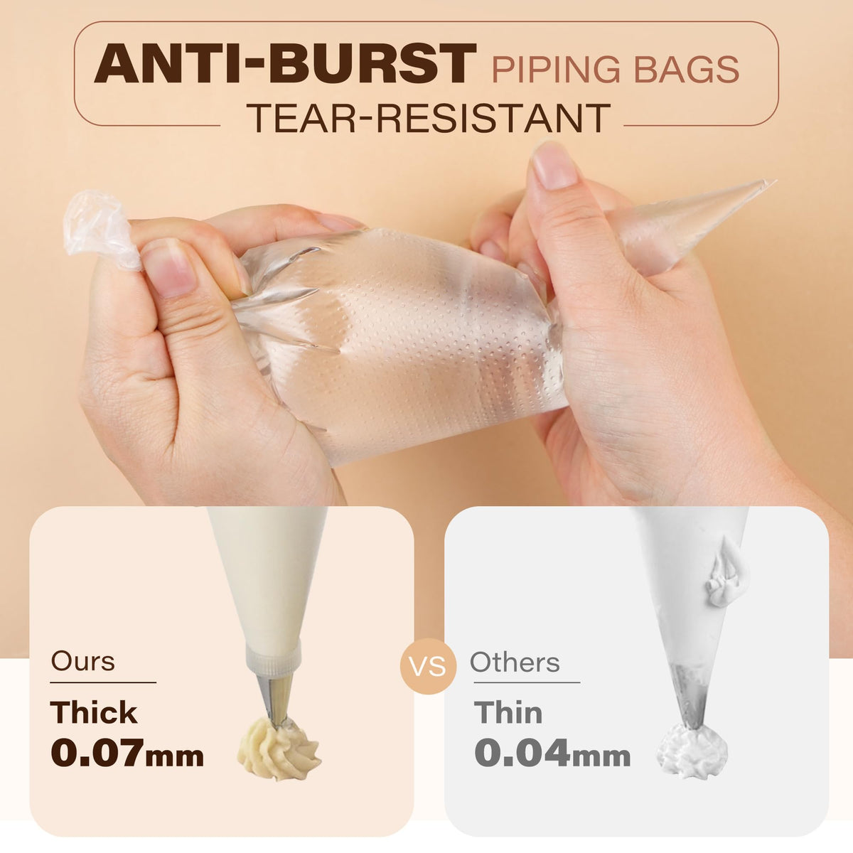 LotFancy tipless piping bags showing no tips needed, versatile for royal icing and frosting